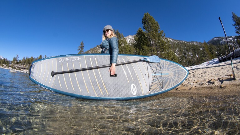 Surftech Catalyst stand up paddleboard works great for flat-water cruising & medium surf