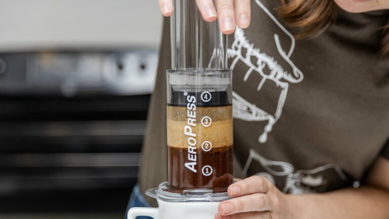 AeroPress Coffee Maker Clear shatterproof coffee brewer features 3-in-1 brewing technology