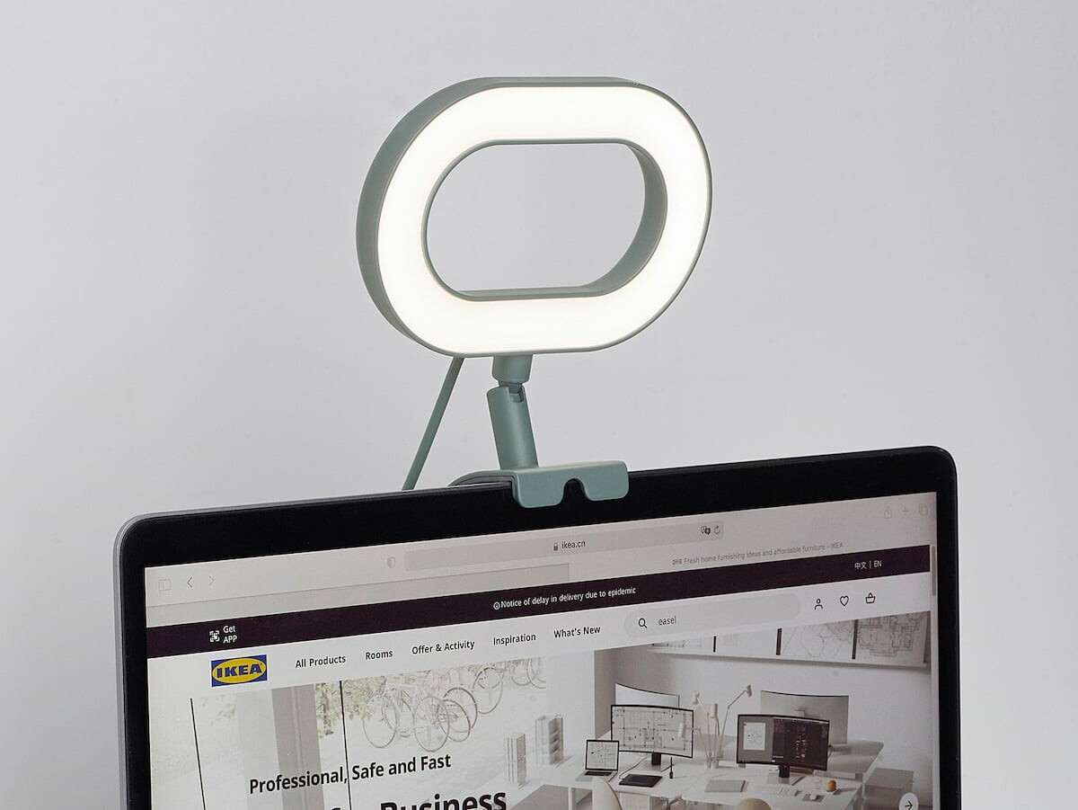 IKEA STÄNKREGN LED ring lamp for laptops illuminates you better during video meetings