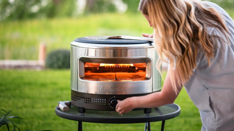 Solo Stove Pi Prime propane pizza oven uses propane fuel and an efficient demi-dome design