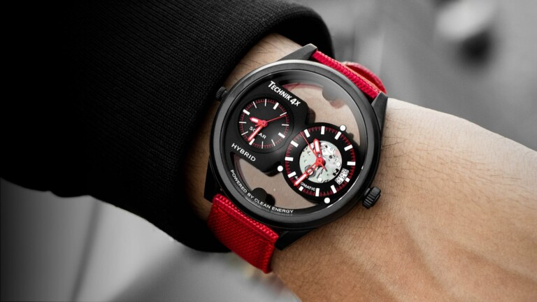 TECHNIK 4X SKELETOR eco-conscious watch has both solar quartz & automatic movement