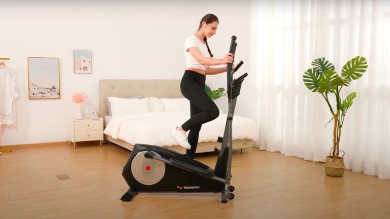 YOUNGFIT Elliptical Machine can quickly fold up for easy and efficient at-home storage