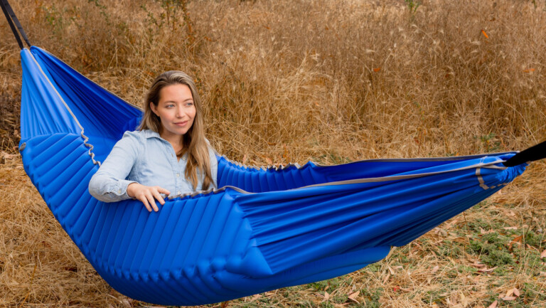 HangPad all-in-one hammock also acts as a sleeping pad and beach blanket for anywhere use