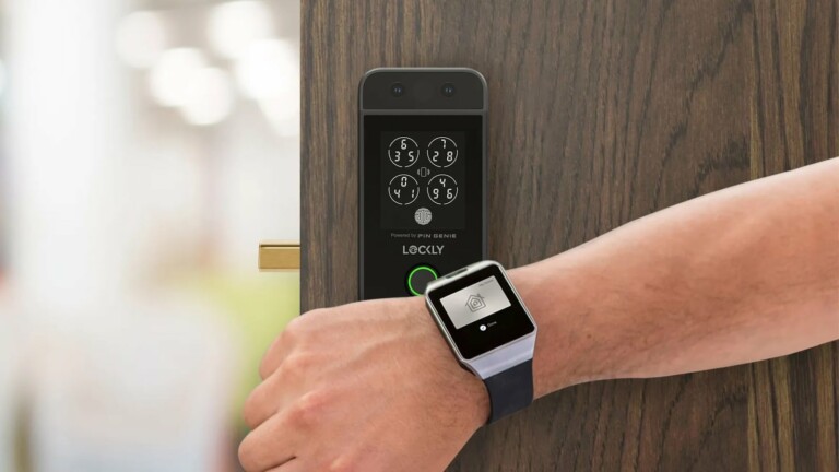 Lockly Visage facial recognition smart lock opens when you approach for hands-free entry
