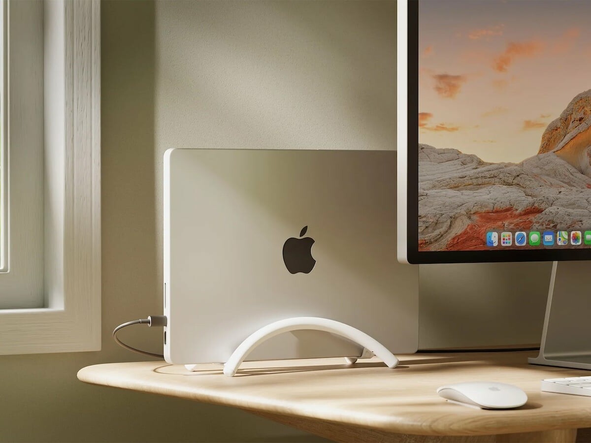 Twelve South BookArc Flex vertical MacBook stand saves desk space by lifting your laptop Twelve South BookArc Flex vertical MacBook stand saves desk space by lifting your laptop