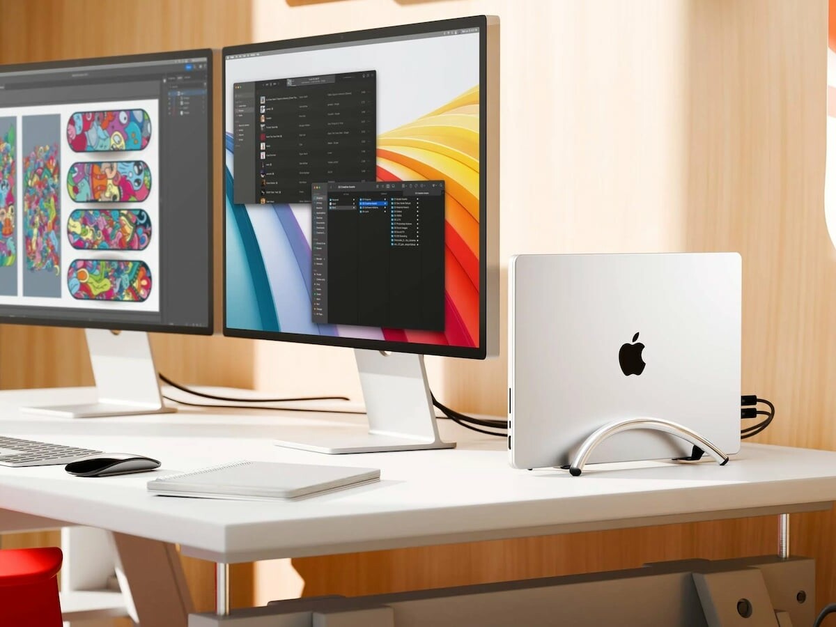 Twelve South BookArc Flex vertical MacBook stand saves desk space by lifting your laptop Twelve South BookArc Flex vertical MacBook stand saves desk space by lifting your laptop