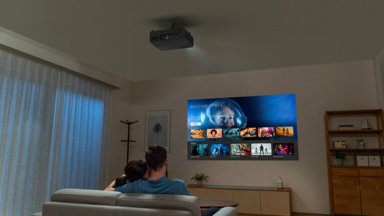 Optoma UHZ55 laser projector for home entertainment elevates movies, games, etc.