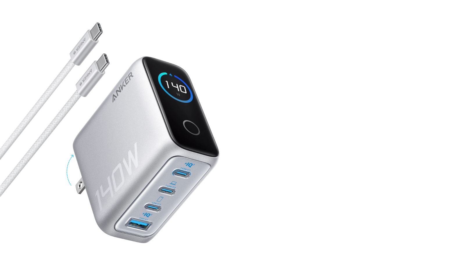 【2025/5/8新作】Anker Charger (140W 4 Ports) Anker 140W 4-Port Charger quickly powers up 4 devices!