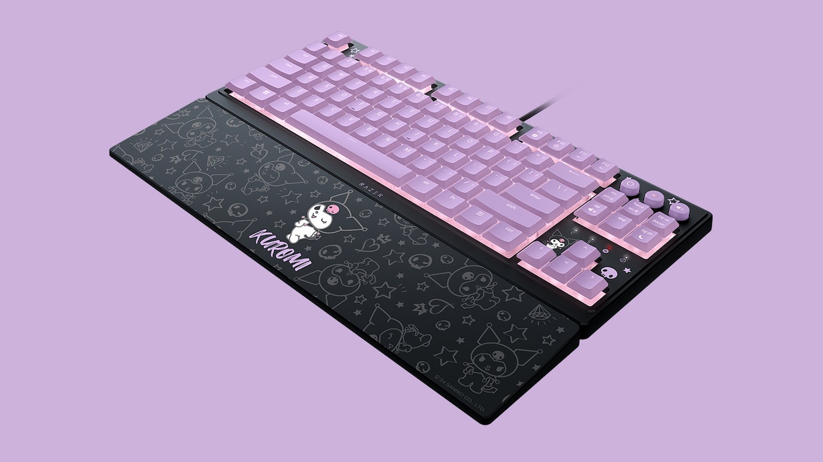 Razer クロミ キーボード kuromi リストレスト付き RAZER-Sanrio-kuromiエディションornatav3,バックライト付き