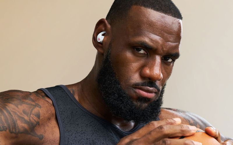 LeBron James wearing Beats Fit Pro.