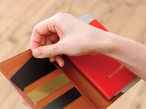Uniq Design Belmont Vegan Leather Passport Holder with a Hidden Front Pocket with a Magnetic Closure