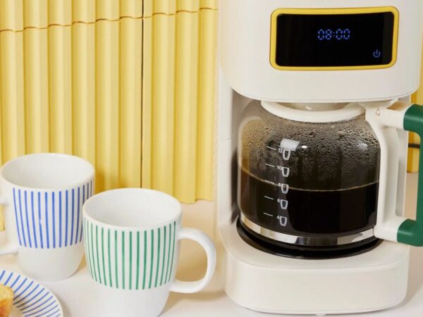 Bodum Programmable 12‑Cup Coffee Maker: MoMA Exclusive White With Multi Color Design