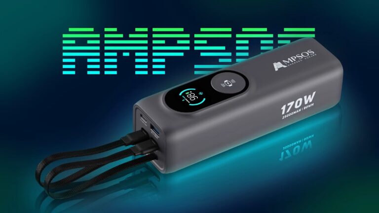 AMPSOS 5-in-1 25000mAh Charging Hub with Solar Boost