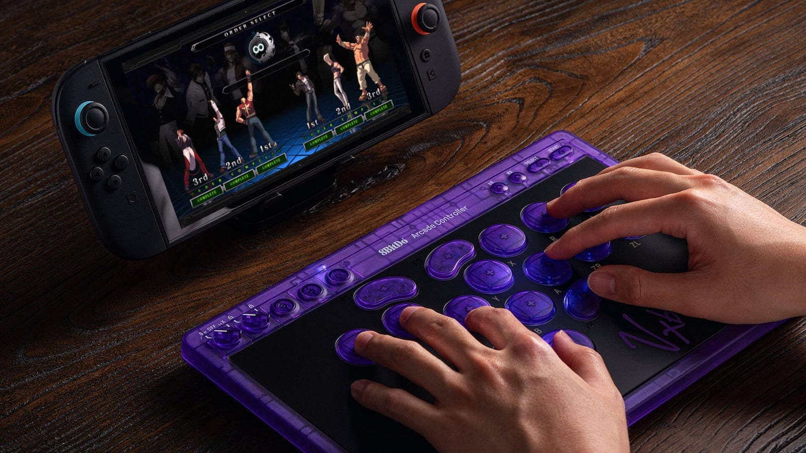 8BitDo Arcade Controller Transparent Purple is a special edition