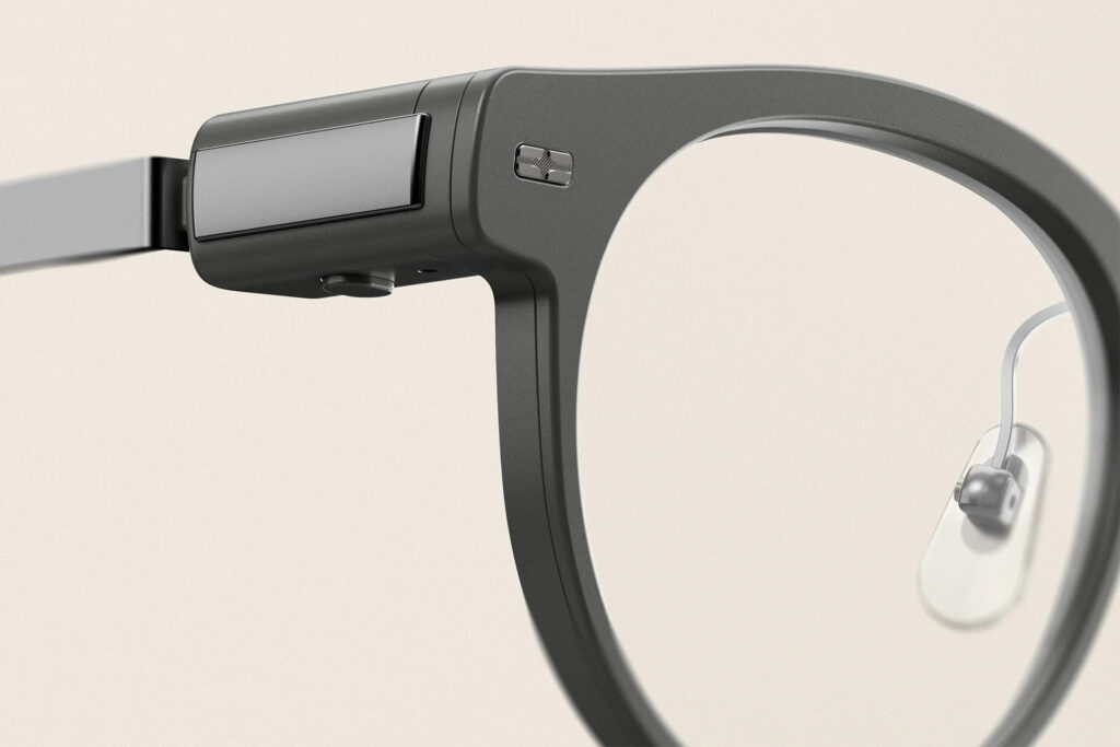 MemoMind One smart glasses close-up product shot