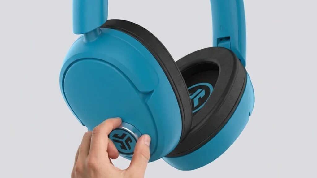 Close-up of JLab Blue XL Oversized headphones 