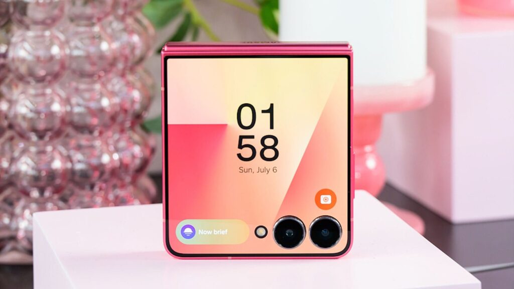 Samsung Galaxy Z Flip 7 in a lifestyle photo in pink