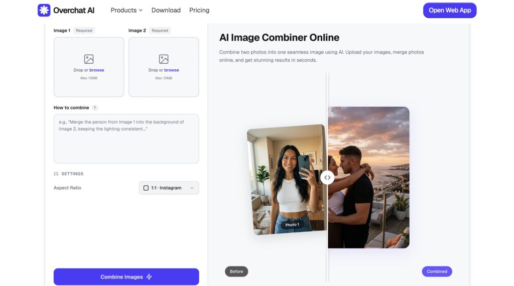 Overchat AI Image Combiner,